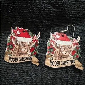 Christmas cow earrings